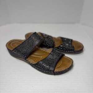 Black Comfort Slide‎ Sandals EU 39 – Rhinestone Detail Casual Slip-On Wedge